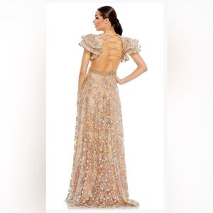 ❤️🔥Mac Duggal Embroidered Gown Elegant Floral Sequined Corset Back Dress #68030
